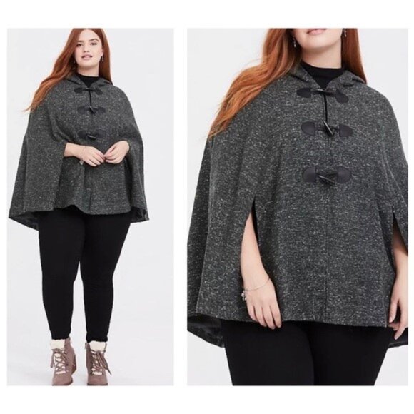 Torrid Outlander The Series Collab Green Marled Hooded Toggle Cape Plus Size1X 2 - Picture 1 of 8
